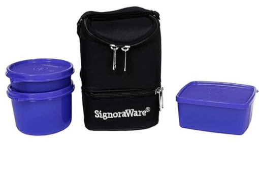 Signoraware Trio Plastic Lunch Box with Insulated Bag Set, 3-Pieces, Multicolor - Image 2